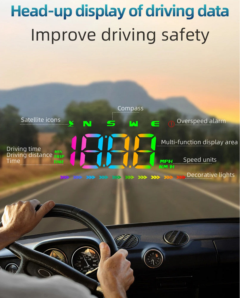GPS Digital Speedometer HD Car Motorcycle Head Up Display HUD Projector MPH KMH Q