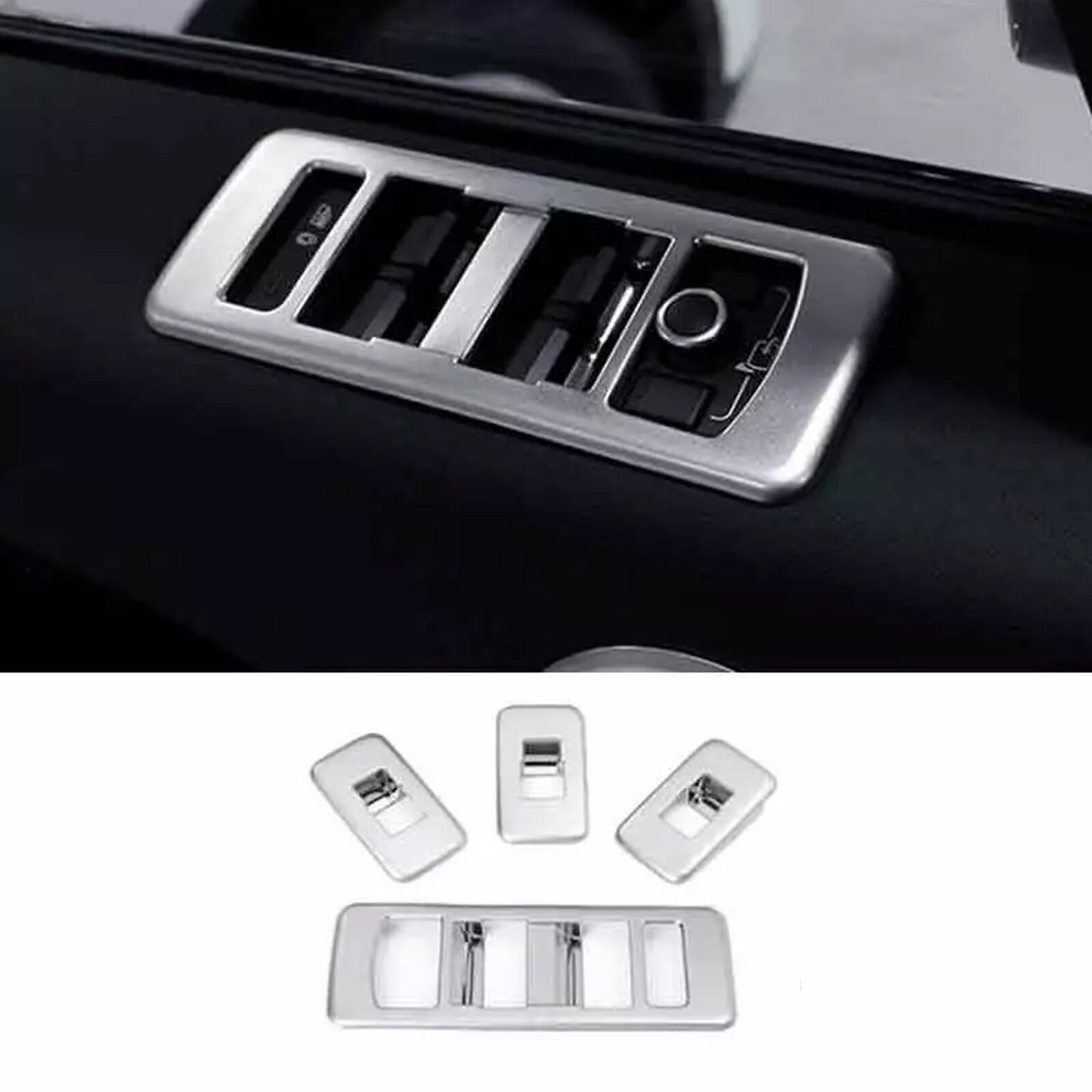 for Range Rover Sport 2014-2017 Matte Silver Window Lift Lock Switch Panel TriP