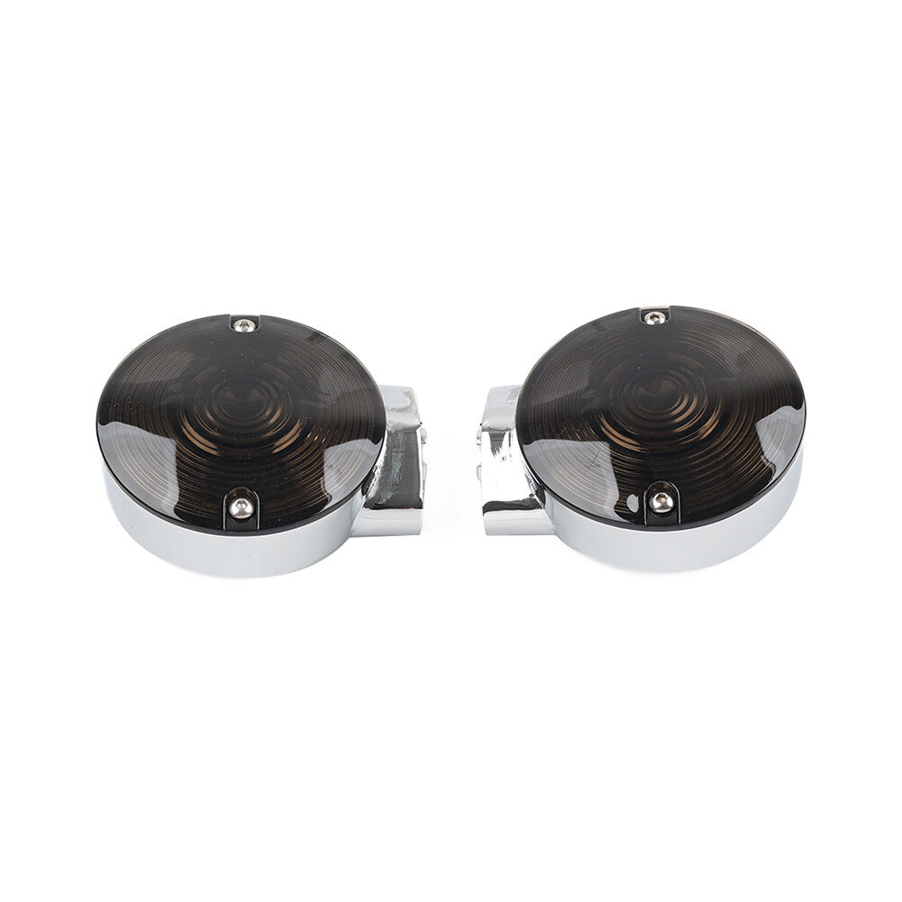Chrome Turn Signal Housing Smoke Lens Covers for Harley Electra Tour Glide FLTCU