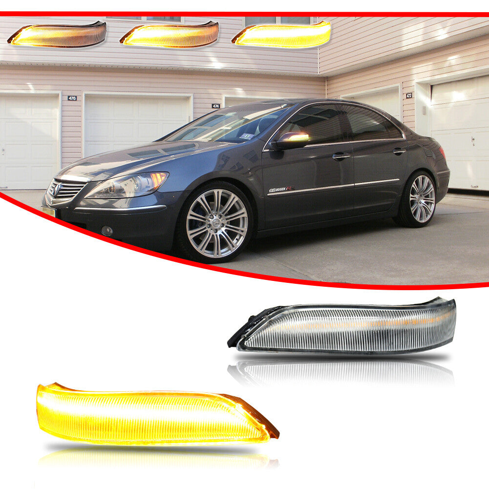 JDM style transparent dynamic mirror lights 2X for 08-13 for Honda Accord and 06-09 for Acura RL- v