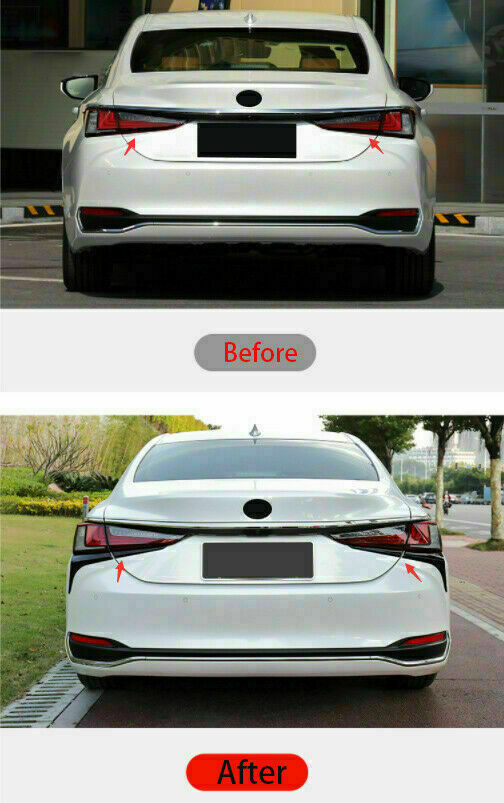 4P for Lexus ES350 300H 2019-2022 Black Rear Tail Light Lamp Moulding Trim Strip