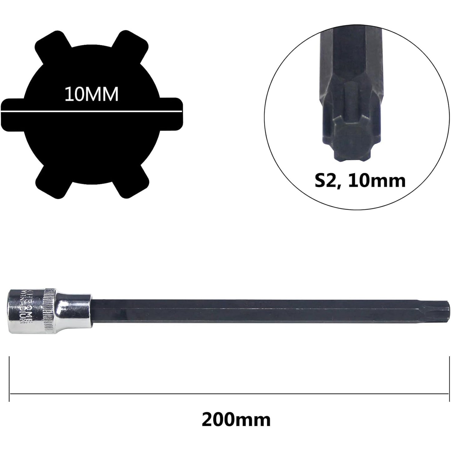 200mm 1/2 inch drive x M10 Ribe cylinder head bolts T52 PE drive socket for Volkswagen T40080