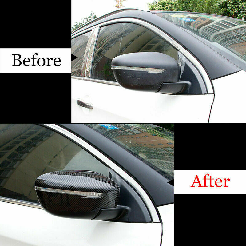 2P for Nissan Rogue 2014-2020 Carbon Fiber Look Side RearView Mirror Cover Trim