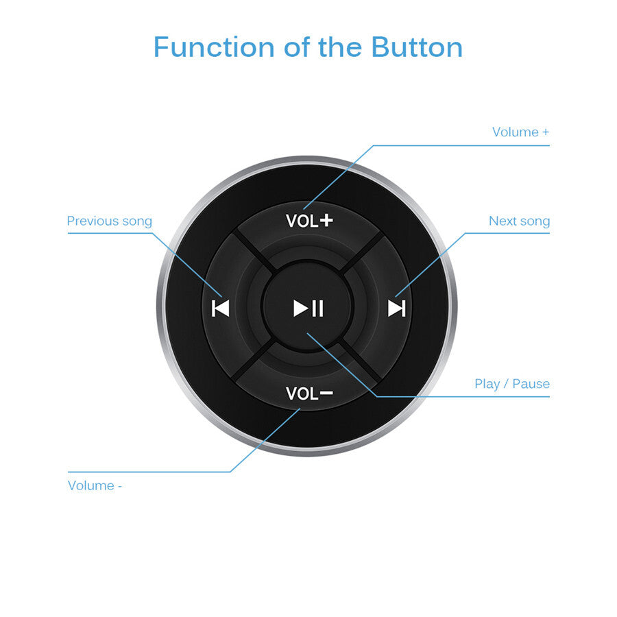 Accessory Bluetooth Media Button Car Steering Wheel Remote Control Buttons Black