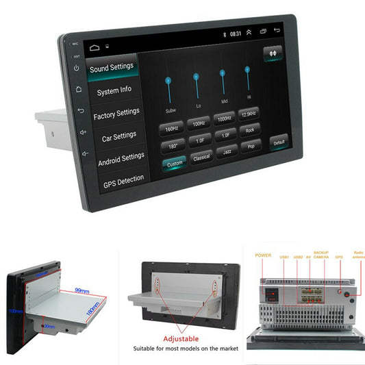 1Din Adjustable 9 Android Touch Screen Car Stereo Radio GPS Wifi BT Navigation