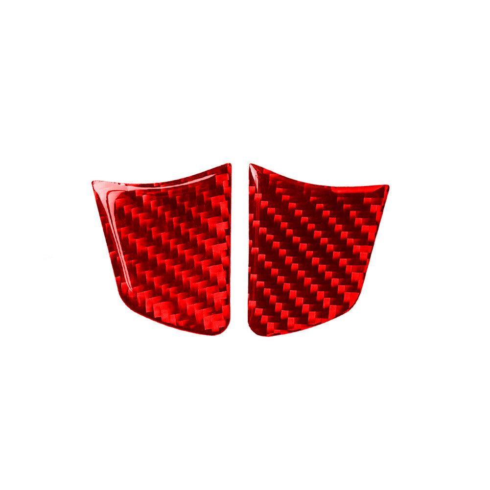 2PCS red carbon fiber steering wheel button chin trim for Audi A6 2012-2018