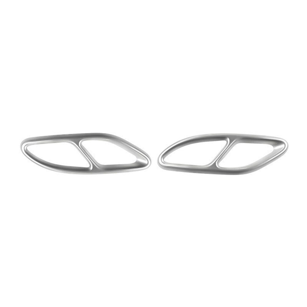 2PCS Exhaust Pipe Cover Trim Silver for Mercedes Benz A B C E CLA GLC GLE GLS