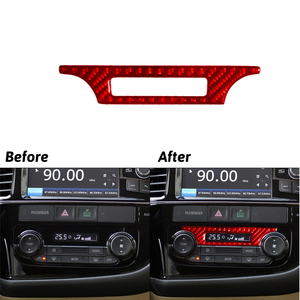 Red Carbon Fiber Climate Control LCD Frame Trim for Mitsubishi Outlander 2014-16
