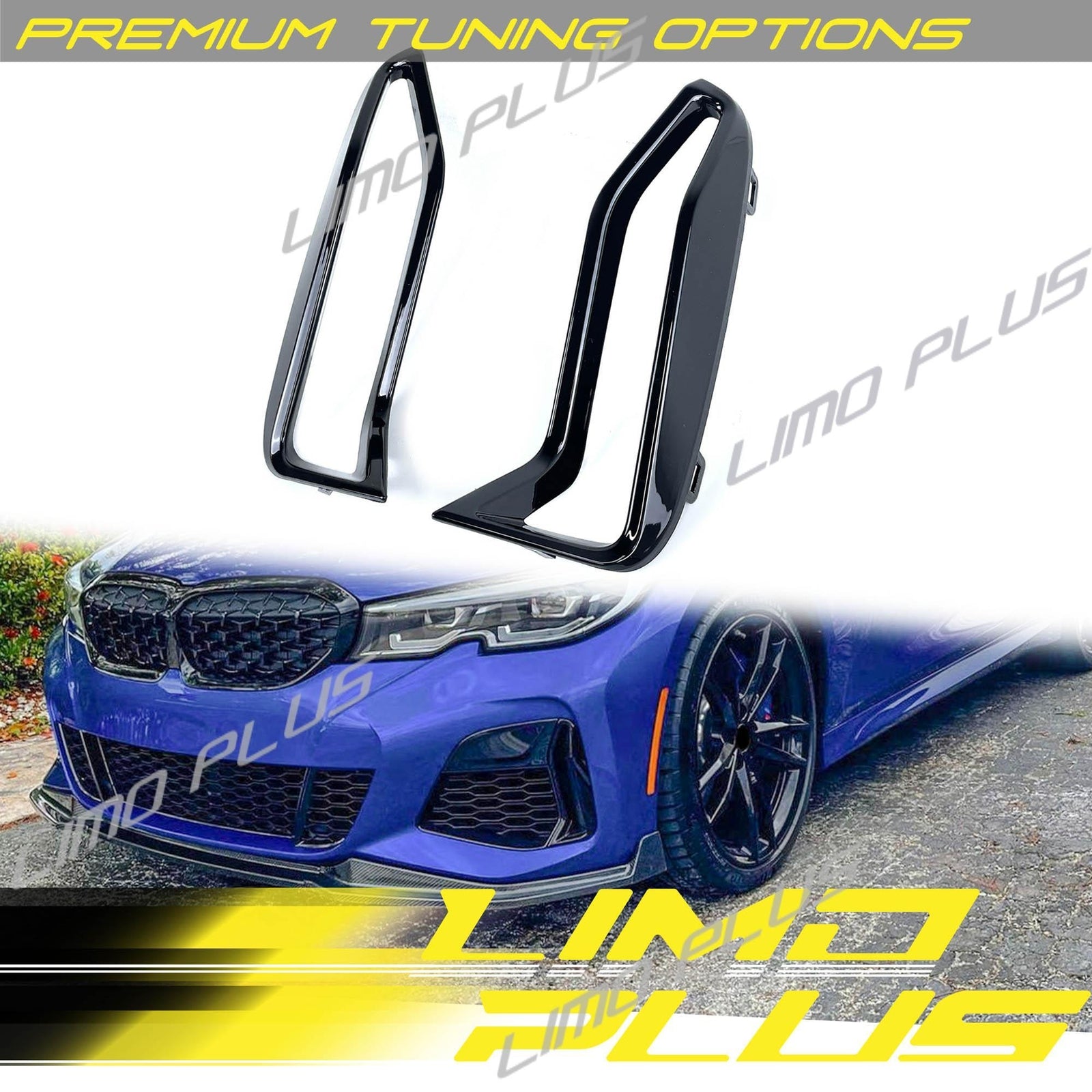 Gloss Black Front Fog Light Cover Trims for G20 M340i 330i M Sport 2009-2022 v