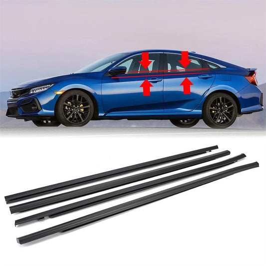 4pcs Weatherstrip Window Moulding Trim Seal Belt for Honda for Civic Sedan 2016-2021
