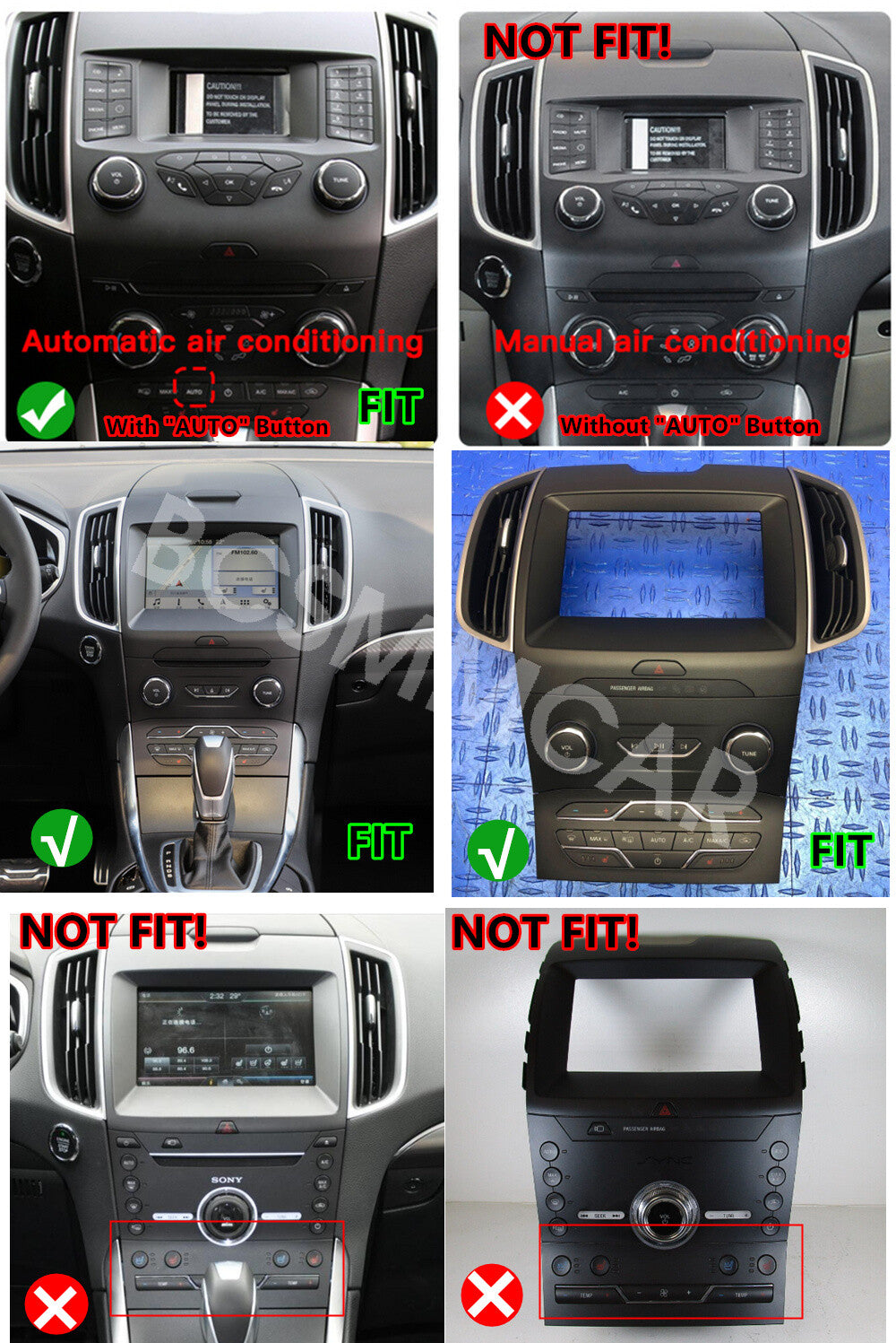 Car MP5 Player GPS Navi Stereo Radio 2+32G Fit for Ford Edge 2015-2022 W/Camera