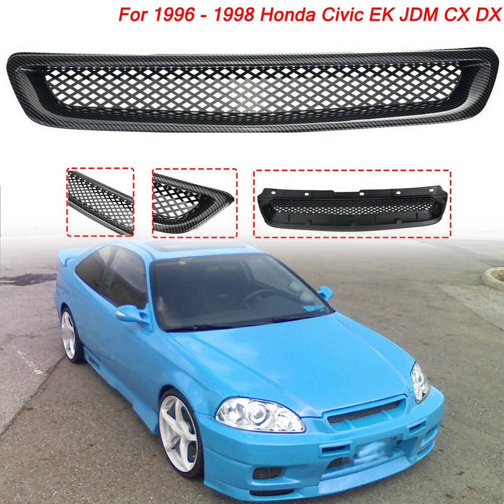 Carbon Fiber Bumper Grill Hood Mesh Grille for Honda for Civic EK JDM CX DX 1996-98