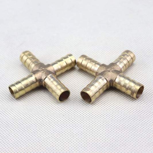 2-piece hose rod, 4-way cross brass fitting, threaded for gas, fuel, water, and air, 3/8 10mm
