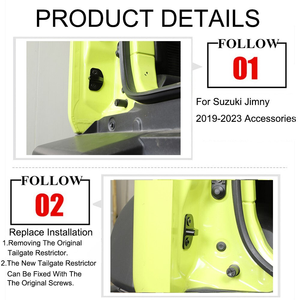 Black Tailgate Limiting Stopper Protection Cover Trim for Suzuki for Jimny 2019-2023