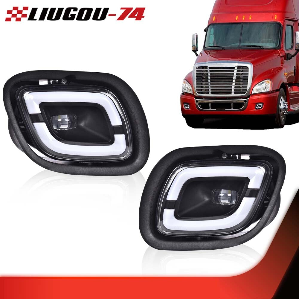 1 PAIR LED FOG LIGHT FIT 2008 - 2017 Cargo Cascadia CLEAR/BLACK - v