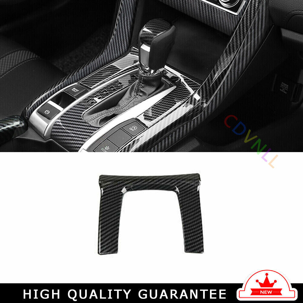 Console Gear Shift Frame Cover Trim for Honda for Civic 2016-2021 10th Carbon Fiber