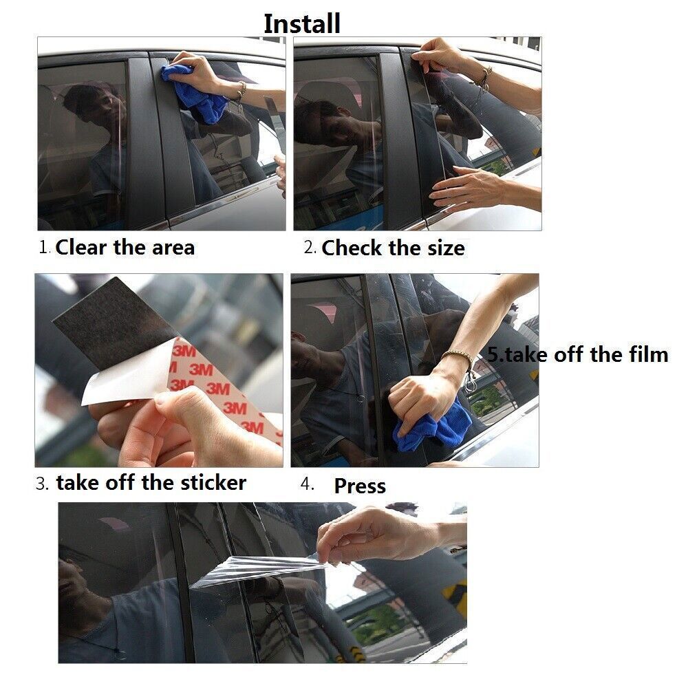 for Hyundai Sonata 2006-10 Piano Black Look Pillar Posts Door Window Strip Trim