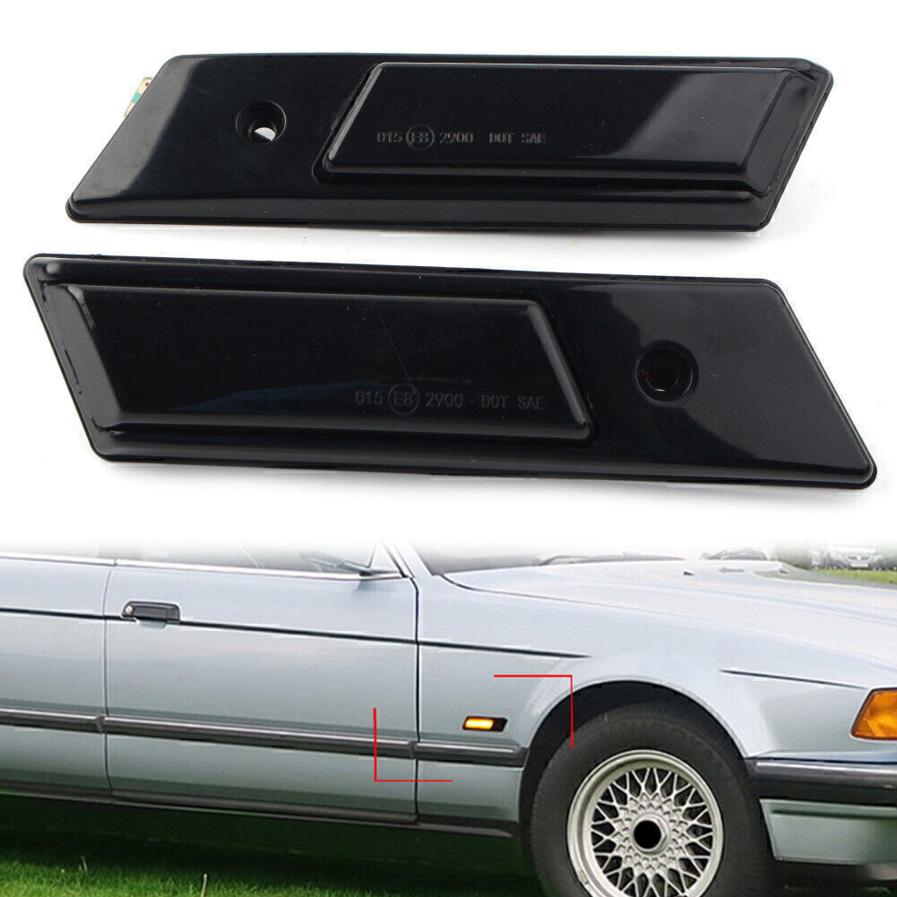 for BMW 3 5 7 Series E36 E34 E32 Black Dynamic LED Side Marker Turn Signal Light