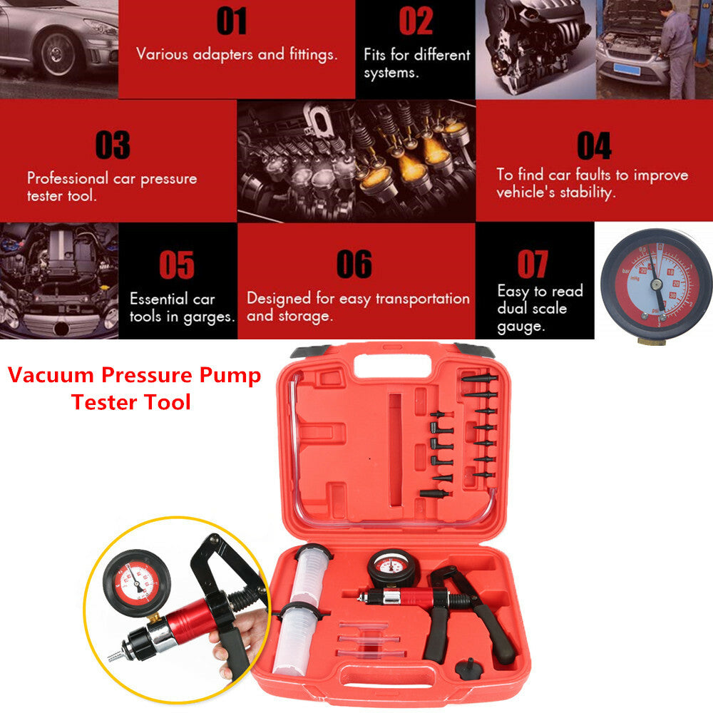 Handheld vacuum pressure pump tester tool brake bleeding device kit adapter with box - n