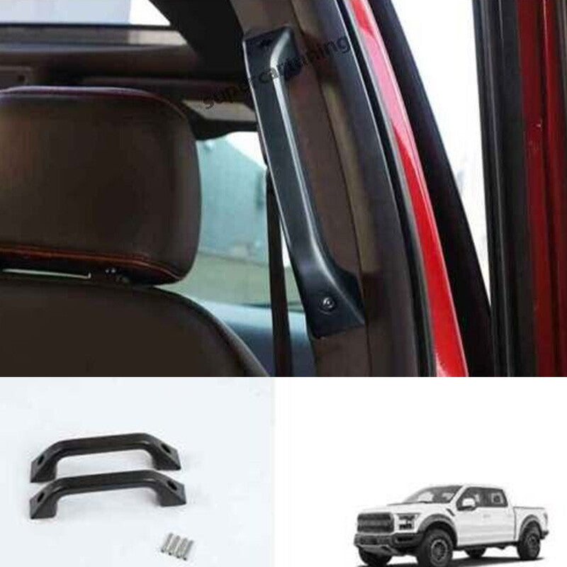 Aluminum Black Car Inner Rear for Seat B-Pillar Grab Handle for Ford F-150 2015-2022