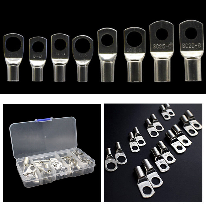 60-piece set of copper lug battery cable ring connector terminal kit - n