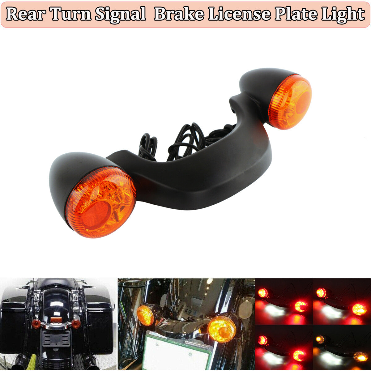 Fit for Harley Touring FLHX 2010-2019 Black LED Rear Turn Signal Brake Light Bar
