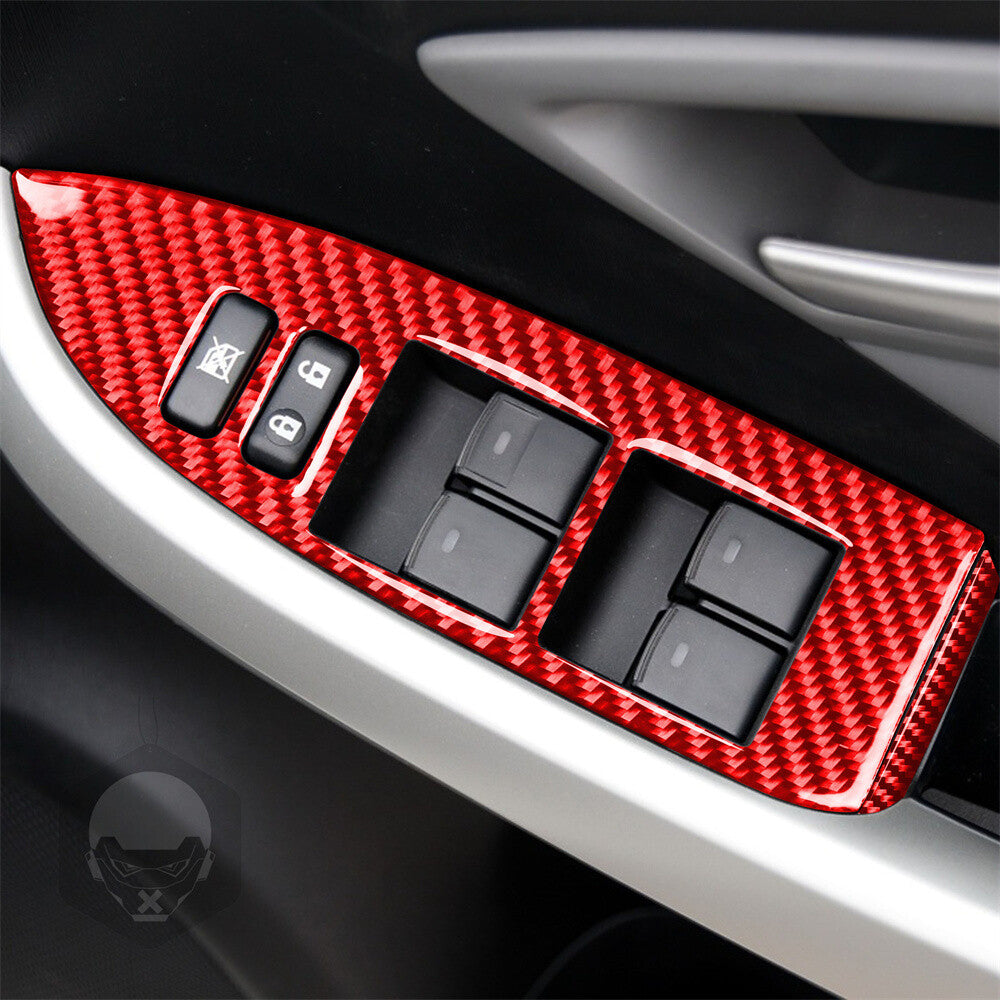 For Toyot@ Prius 2012-2015 RHD Window Lift Switch Button Trim Red Carbon Fiber¡Á8