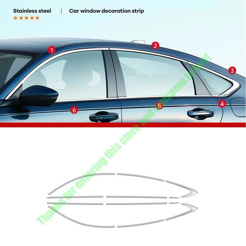 for Honda Accord 11th 2024 Steel Chrome Window Sill Molding Strip Trim 12PCS B n