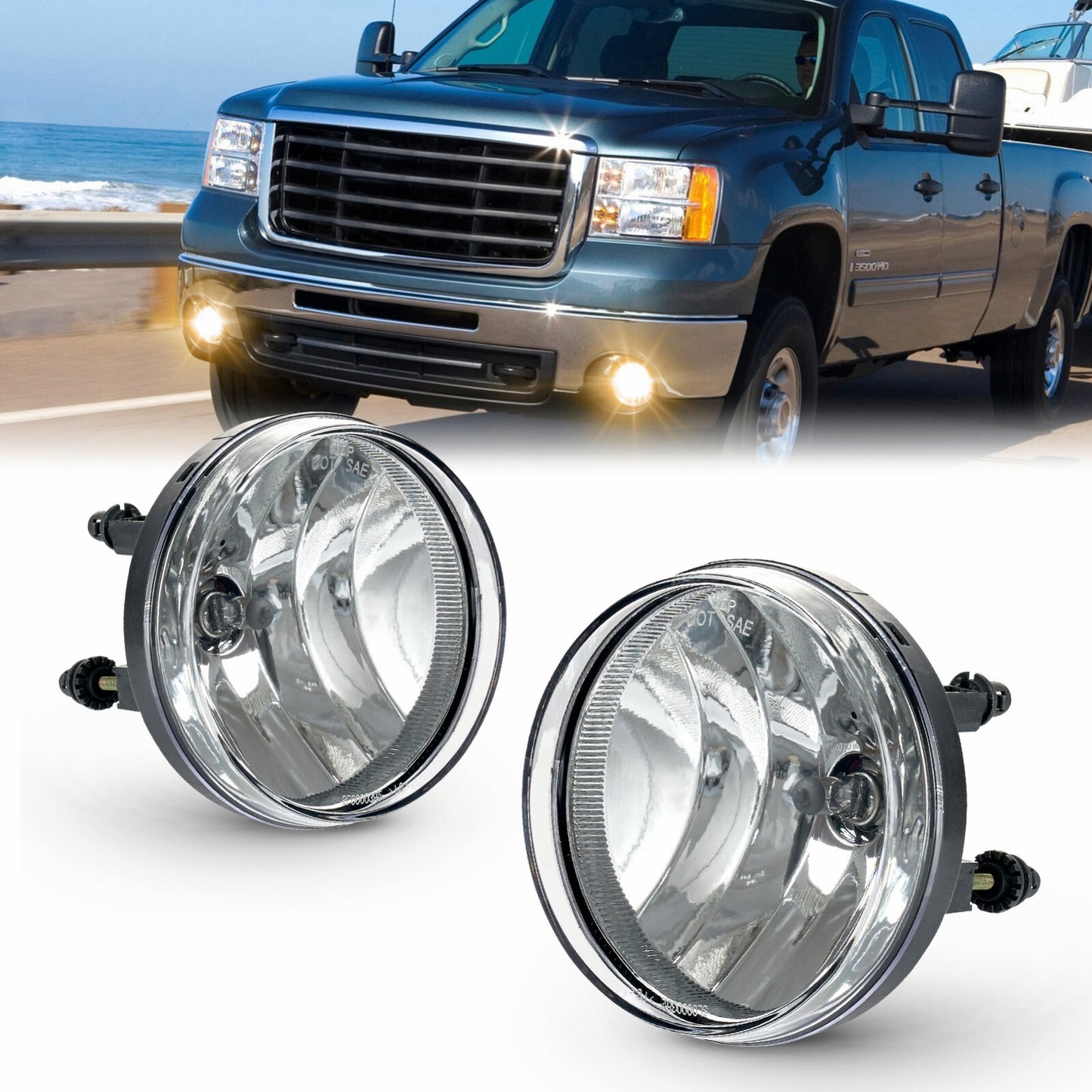 Suitable for 07-13 for GMC for Sierra 1500 07-14 for GMC for Sierra 2500 3500HD front bumper fog light - v