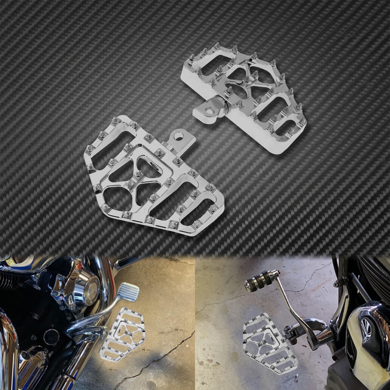MX Style Chrome Foot Peg Pedal Fit for Harley Sportster Softail Touring Dyna FLD