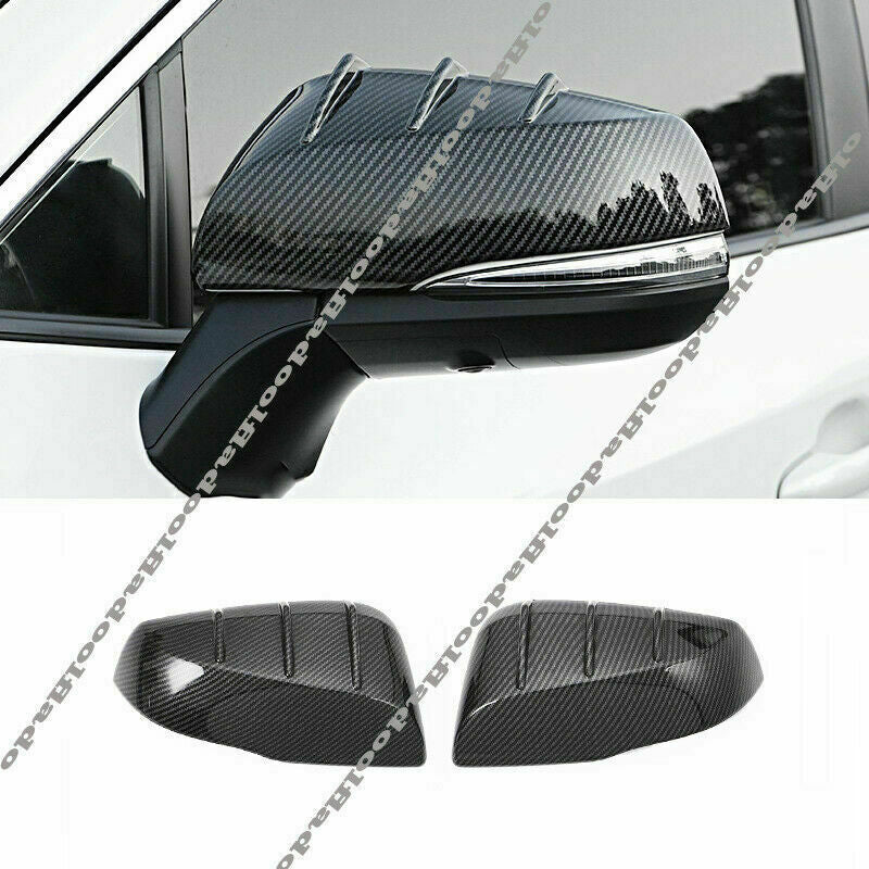 2X Carbon Fiber Side Rearview Mirror Cover Trim for Toyota Highlander 2020-2023