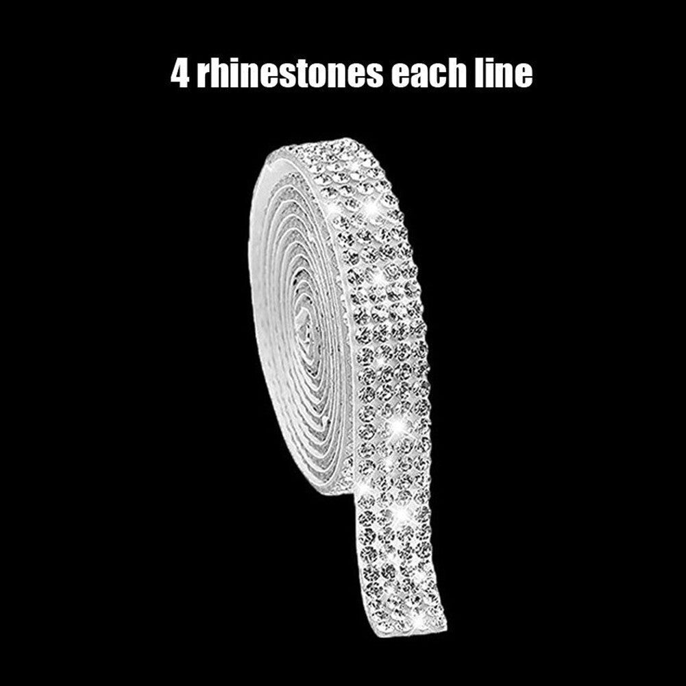 Sparkling silver rhinestone stickers for car and clothing decorations, 90cm