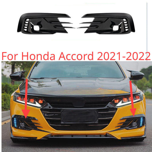 for Honda Accord 2021-2022 Gloss Black Front Fog Lamp Light Molding Cover Trim