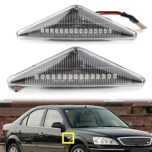 2x Dynamic Flow Marker Side Turn Signal LED Light Clear Shell for Ford Focus MK1