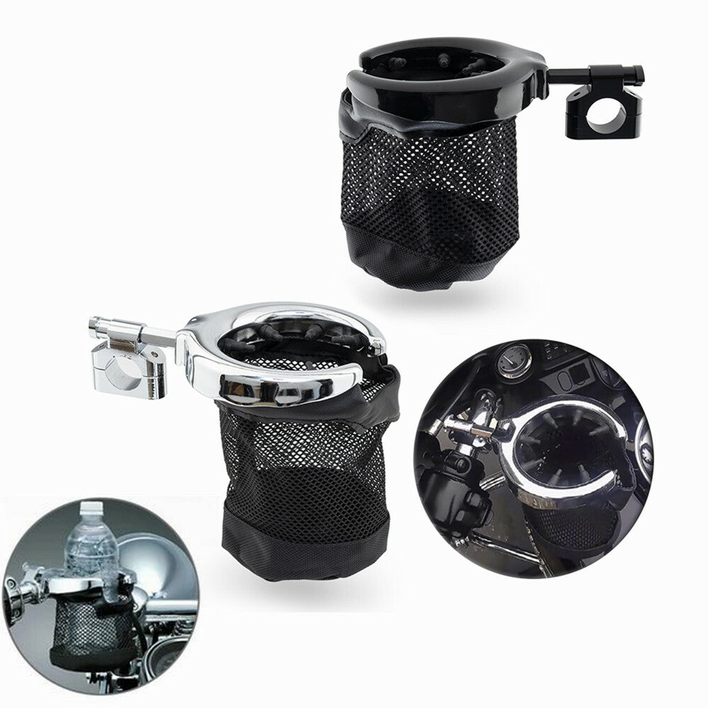 22/25mm Motorcycle Handlebar Cup Holder Metal Drink Mesh Basket for Harley Dyna Q