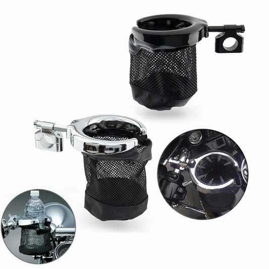 22/25mm Motorcycle Handlebar Cup Holder Metal Drink Mesh Basket for Harley Dyna Q