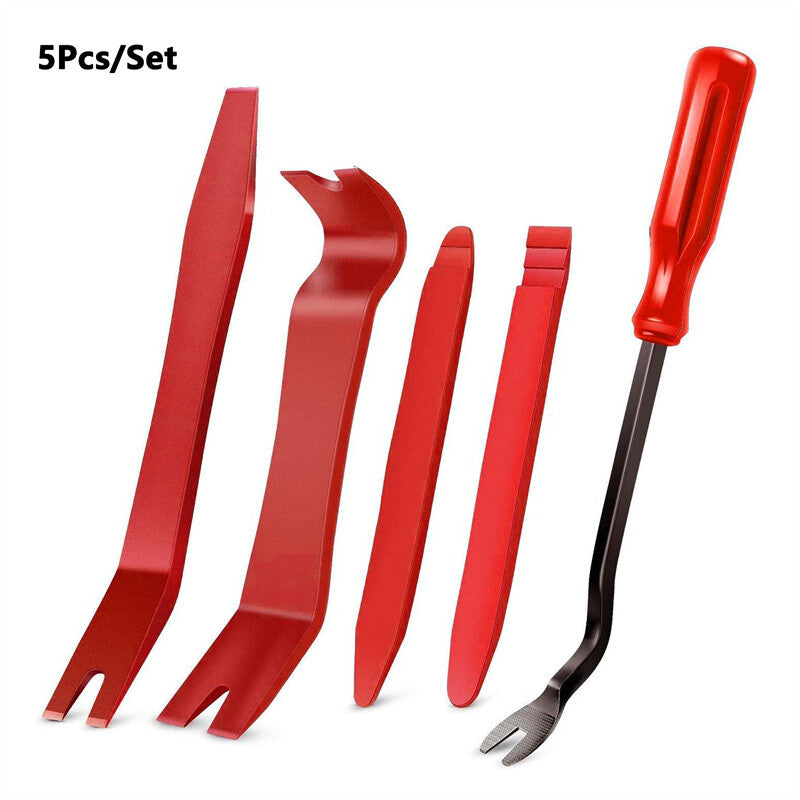 5Pcs RED Trim Removal Pry Tool Kit for Car Radio Door Panel Fastener Dashboard