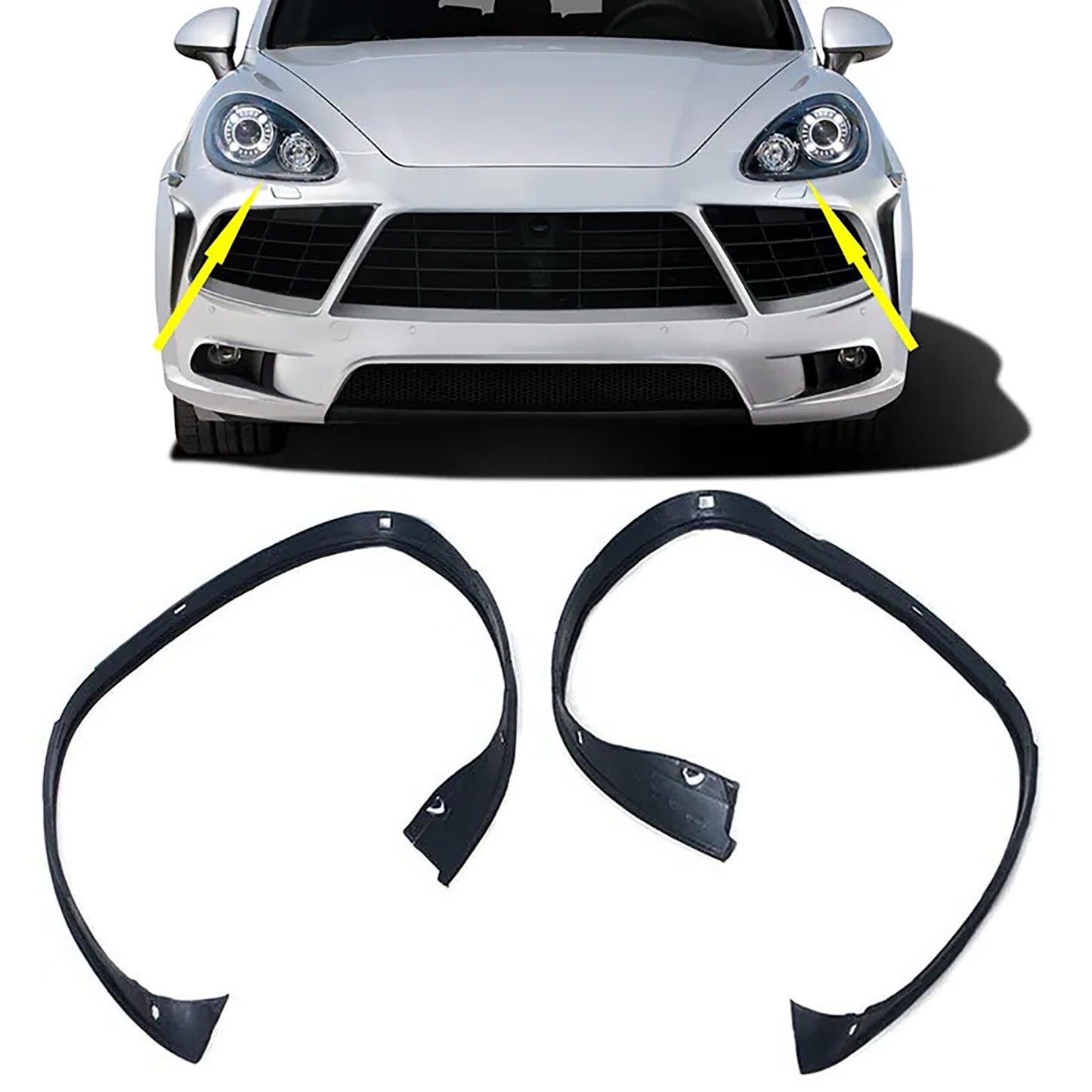 2-Piece Rubber Sealing Trim Headlight Trim Strip for Porsche for Cayenne 2011-2014