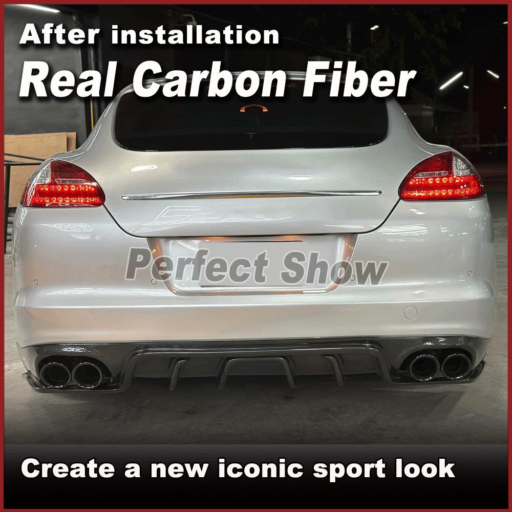 for Porsche for Panamera 970.1 2010-2014 Real Carbon Fibre Rear Bumper Diffuser Lip