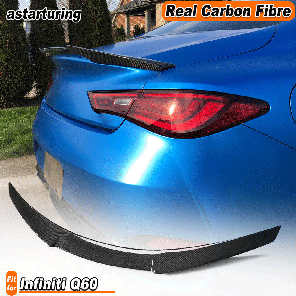 for Infiniti Q60 2016-2019 REAL Carbon Rear Trunk Spoiler Boot Racing Wing Lip