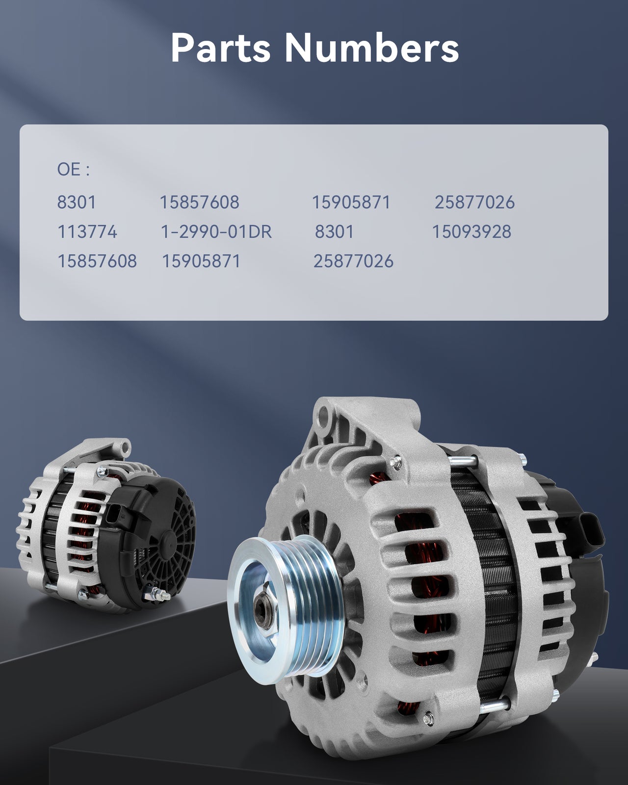 15857608 Silver Alternator Fit for 2007-2013 for Chevrolet Silverado 1500 4.3L V6