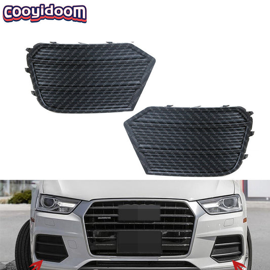 Pair Bumper Grille Fog Light Grille Bezel Fog Light Cover for Audi Q3 2016-2017