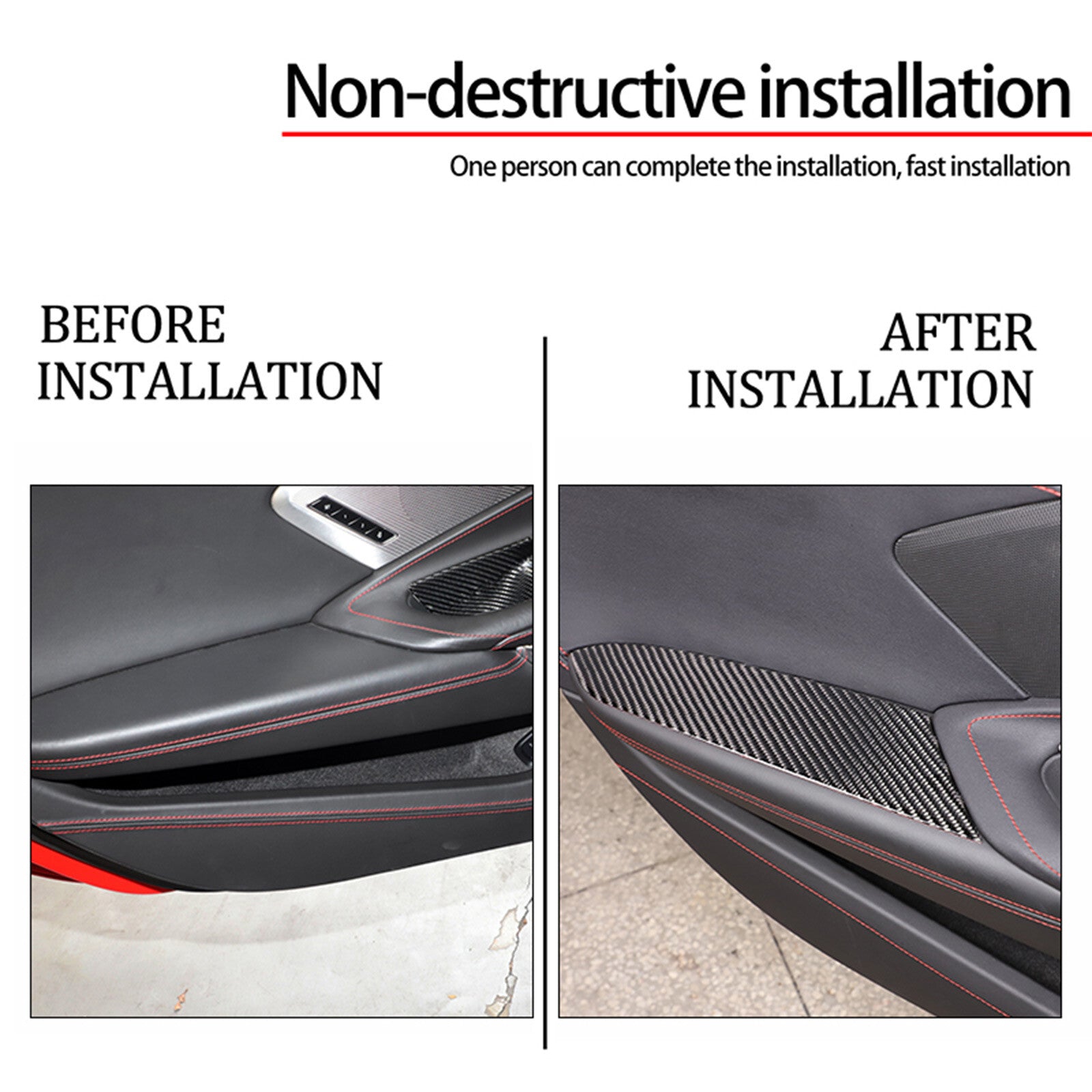 Carbon fiber interior door armrest panel sticker decoration for Corvette C8 2020 - 2023 n