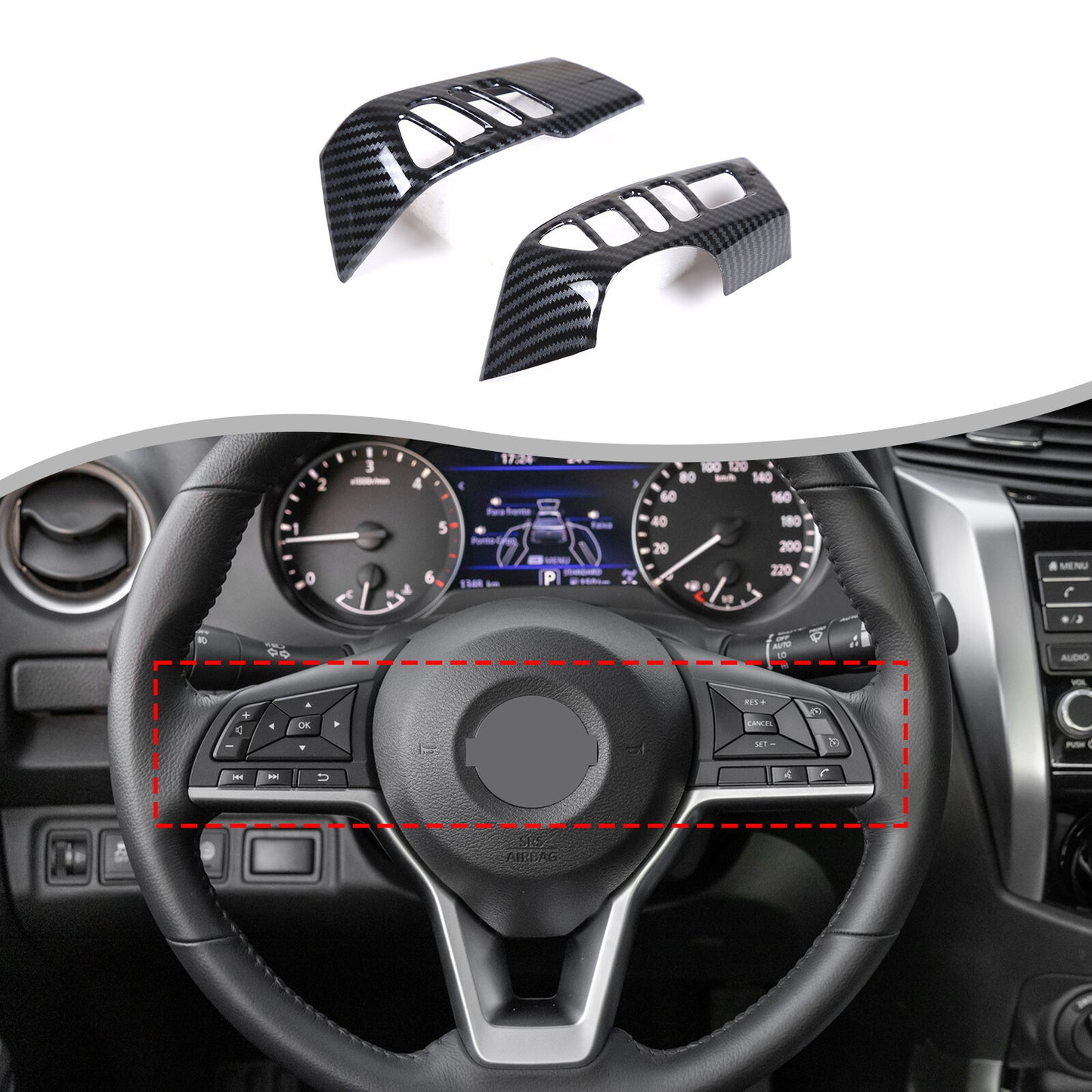 Carbon ABS steering wheel cover trim for Frontier 2022+ and Titan- n