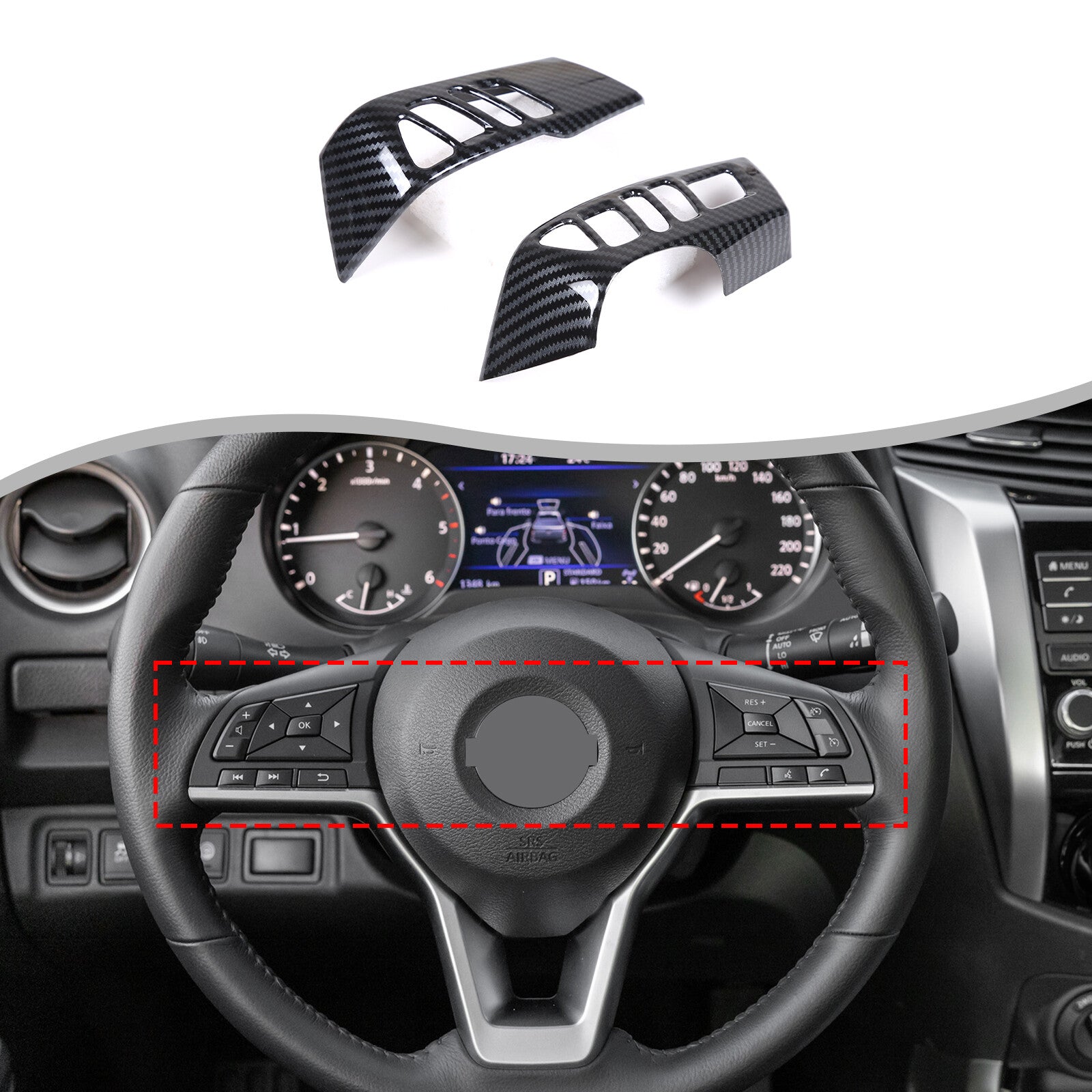 Carbon ABS steering wheel cover trim for Frontier 2022+ and Titan- n