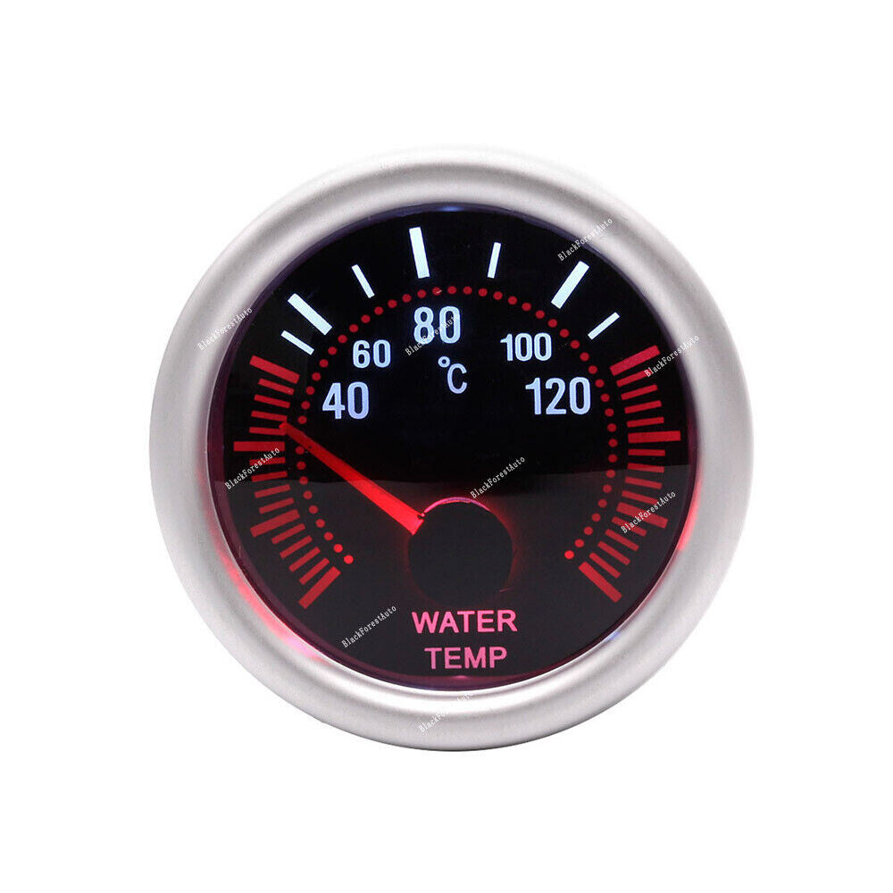 1Pcs Smoke Lens 12V Universal LED Car 2 52mm Water Temp Temperature Gauge Meter Q