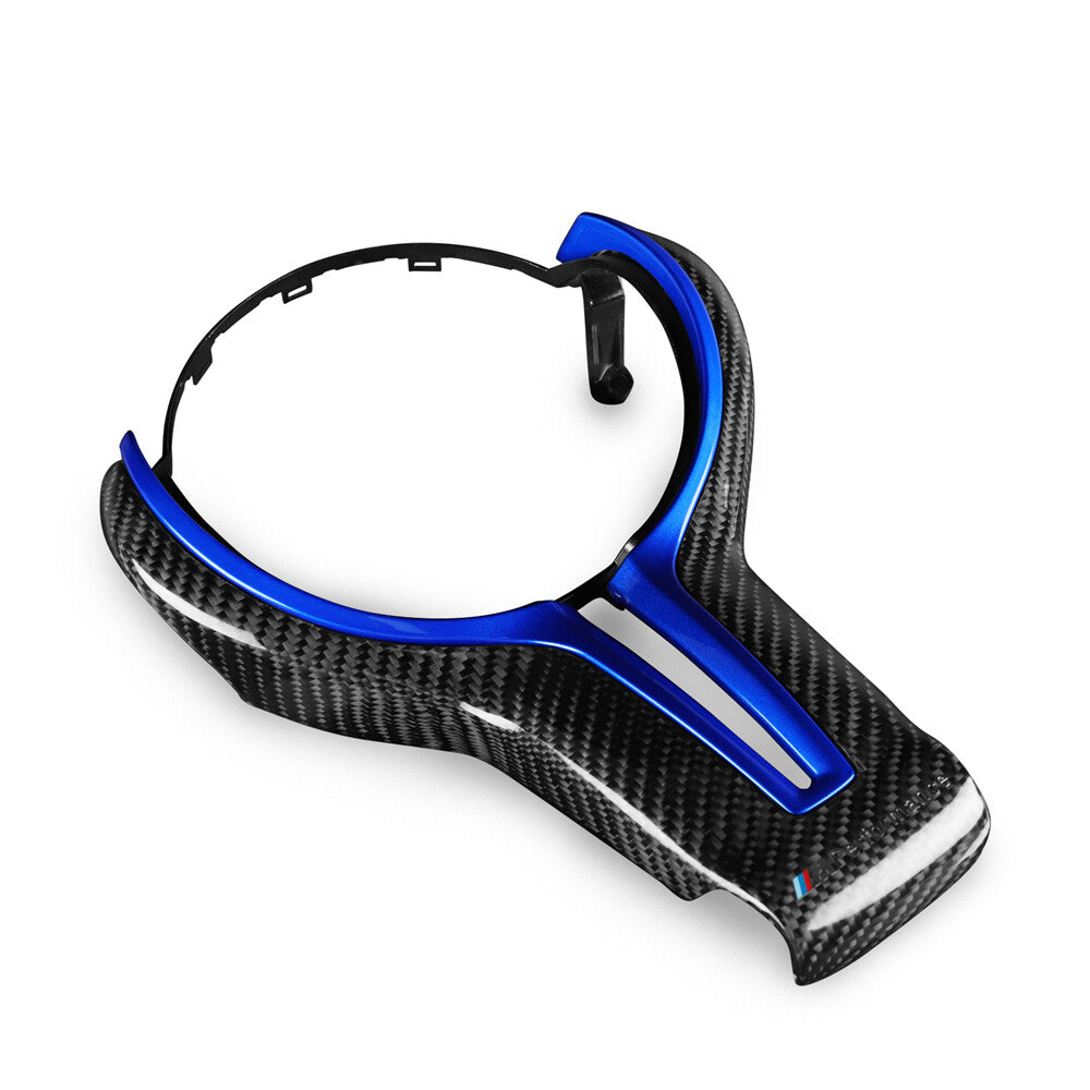 Carbon Fiber Steering Wheel CoverBlue Inner Trim for BMW M2 M3 M4 M5 M6 X5M X6M