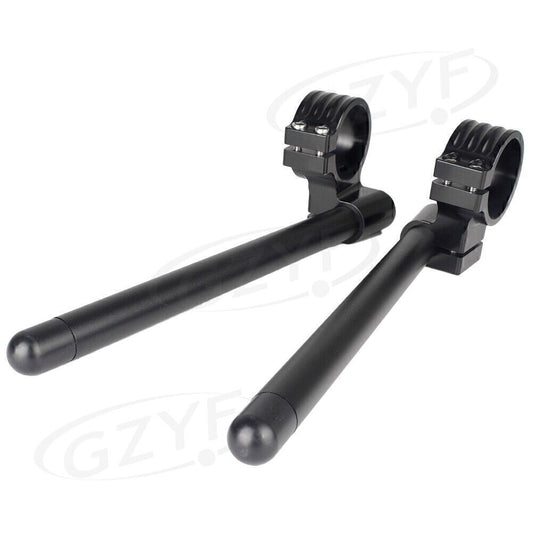 Pair 53mm Left+Right Clip On Motorcycle Handlebar Fork Tube Universal Black Q