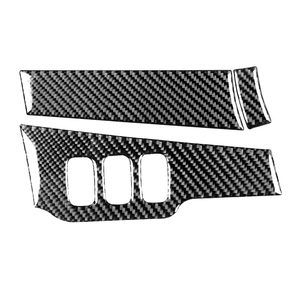 2-Piece Carbon Fiber Headlight Switch Cover Trim for Mitsubishi Lancer (2008-15)
