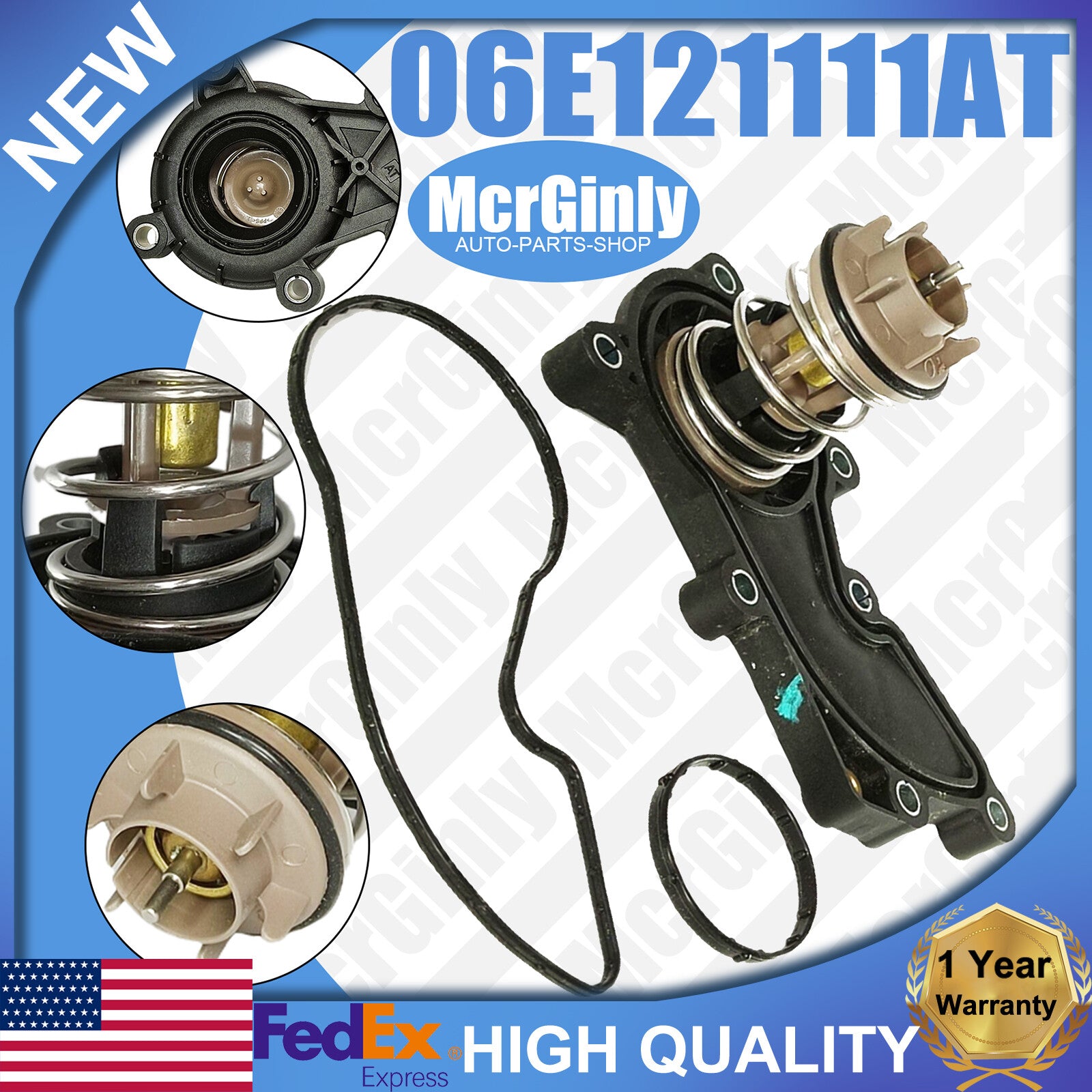 Suitable for Audi A4, A5, A6 #06E1211AT 3.0T engine coolant thermostat with rubber ring. n